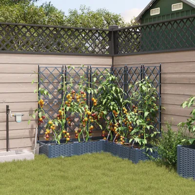 Zdjęcie produktu dla vidaXL Donice ogrodowe, 5 szt., szare, 120 x 120 x 126 cm, tworzywo sztuczne