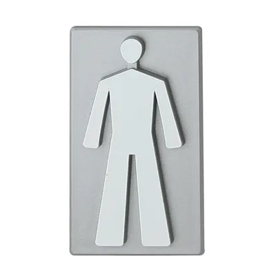 Produktbild von DOMINO WC Schild Selbstklebend 8,5 cm x 4,7 cm | Toilettenschilder Herren WC | Türschild Gäste | Idealer WC Aufkleber | Toiletten Schild | WC-Schilder für Büros, Restaurants | Farbe: SILBER