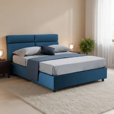 Image de Alcatron - Lit Double, bleu, Déhoussable Italy