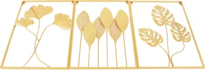 Image de Décoration murale Feuilles de ginkgo dorées Décoration murale Tableau mural Art mural Métal 60 x 40 cm