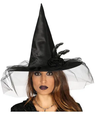 Produktbild von Zauberhafter Hexenhut mit Rose und Schleier für Halloween Kostüme