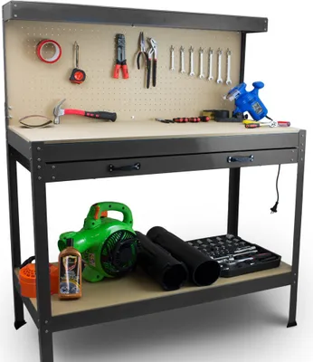 Produktbild von Bituxx Werktisch mit Lochwand und Schublade, Schwarz, MS-17727