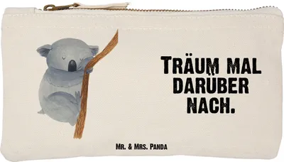 Produktbild von Mr. & Mrs. Panda kosmetiktäschchen Koalabär Größe S Klein - Weiß - Geschenk, schlafen, Kulturtasche, Lustige Sprüche, Koala, Schlafzimmer, Kosmetikbeutel, Stoffbeutel
