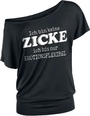 Produktbild von Sprüche T-Shirt Damen Ich bin keine Zicke ich bin nur emotionsflexibel schwarz XL