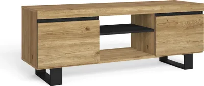 Produktbild von TV-Schränke Mod.Natural "Eiche/Schwarz", 2 Türen und 2 Wohnungen, Wohnzimmer 140x40x53cm