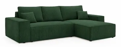 Obrázek produktu pro ANMIL Rohová pohovka LAGOS, rozměry 279 x 181 x 94 cm, univerzální provedení s možností rozložení na lůžko a úložným prostorem – potah z tkaniny, barva zelená, montáž vlevo/vpravo
