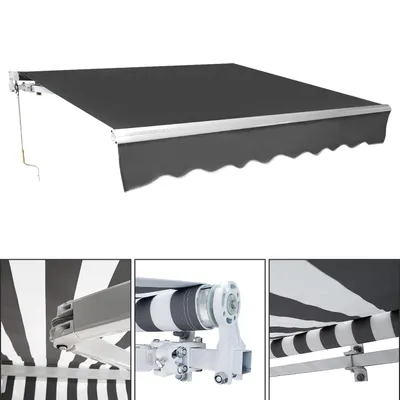 Produktbild von Yakimz Gelenkarmmarkise 350x300cm einziehbare Markise Sonnenschutz Balkonmarkise Gelenkarmmarkise Gelenkarm Sonnenschutz Grau