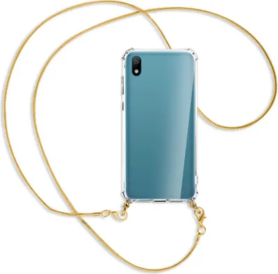 Produktbild von Handykette Backcover-Schutzhülle mit Band (Metall goldfarben) für Huawei Y5 2019 - goldfarbene Kette Snake