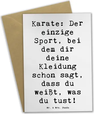 Produktbild von Mr. & Mrs. Panda Grußkarte Spruch Karate Kleidung - Weiß - Geschenk, Respekt, Sportler, hochzeitskarten, Geschenke, Missverständnis, vatertagskarte, Selbstverteidigung