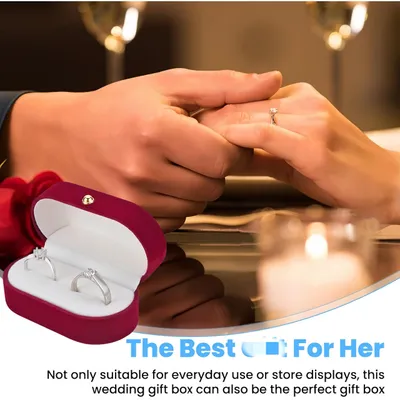 Imagen del producto de Caja para anillos con 2 compartimentos, de color rojo, compacta, para guardar joyas
