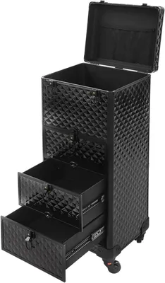 Produktbild von Kosmetikkoffer – Schminkwagen – Für den professionellen Gebrauch – Aluminiumlegierung – 34 x 27 x 107 cm – Schwarz