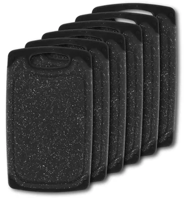 Schneidebrett-Set 6er, 25x15 cm, Kunststoff, schwarz, mit Saftrille