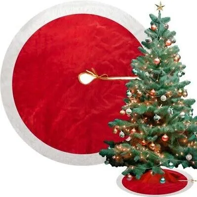 Produktbild von Christbaumdecke "Weihnachtsmannmütze" Rot Teppich Kunstfell 90 cm