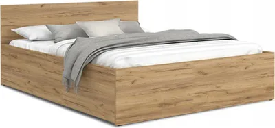 Produktbild von Bett mit Lattenrost Jugendbett Doppelbett mit Matratze Bettkasten Eiche 160x200