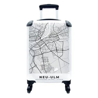 Produktbild von MuchoWow® Koffer Handgepäck Trolley Rollkoffer Kleine Reisekoffer mit 4 Rollen - Karte - Deutschland - Neu-Ulm - Stadtplan - Cabin Size < 55x40x23 cm & 55x40x20 cm - Fotokoffer - Kabinenkoffer - Boardgepäck - Reise-Box - Reisekoffer - Reisegepäck - Koffer mit Bild - Trolley für Kinder