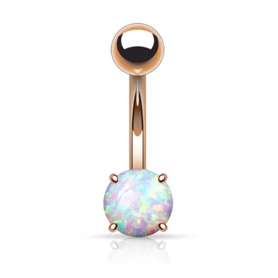 Produktbild von Taffstyle Bauchnabelpiercing Bauchnabelpiercing Stecker vergoldet plattiert mit eingefassten Opal, Roségold