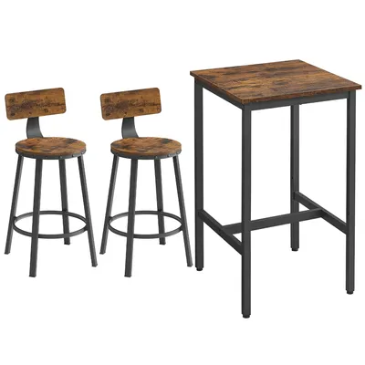 Obrázek produktu pro Barový stůl VASAGLE se sadou 2 barových židlí, snadná montáž, průmyslový design, vintage hnědočerná barva