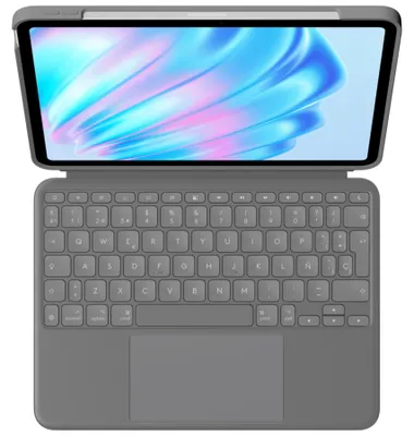 Produktbild von Logitech Combo Touch - Tastatur und Foliohülle - mit Trackpad - hintergrundbeleuchtet - Apple Smart connector - QWERTY - Spanisch - Oxford Gray - für Apple 11-inch iPad Air (M2, M3)