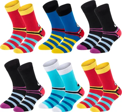 Produktbild von TippTexx 24 6 Paar Kinder Socken, handgekettelt, für Mädchen & Jungen, Freche Bande, Größe 19-22