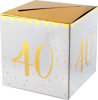 Produktbild von 40. Geburtstag Geldbox Spardose Zahl 40 gold weiß metallic
