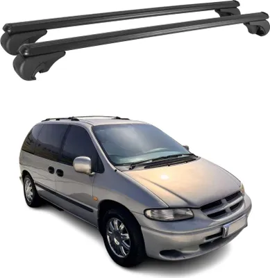 Image de Barres de toit Transversales pour Chrysler Grand Voyager 1995-2001 Alu Noir