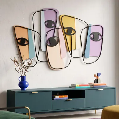 Obrázok produktu pre Dekoratívny 3D panel tváre z viacfarebného kovu 120x2x72 cm