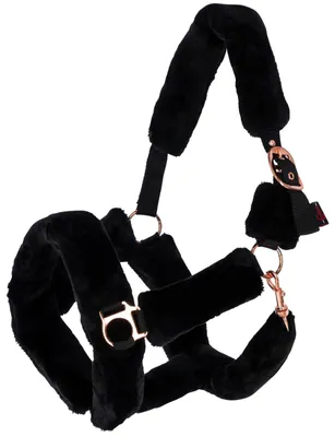 Image de Licol Covalliero SuperSoft, licol en fourrure noir pour poney