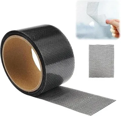 Produktbild von Reparaturband für Fliegengitter 5 cm x 5 m selbstklebend Fiberglas schwarz - Reparaturset für Moskitonetze