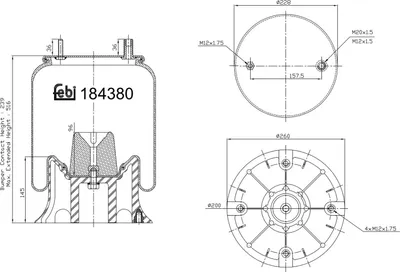 Produktbild von FEBI BILSTEIN Luftfederbalg 184380 Hinten 239 516mm 228 260mm