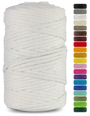 Productafbeelding van Netuno 1x macramé garen, 3 mm, wit, 100 meter, geschikt voor het haken van manden – maat 3 mm/100 meter
