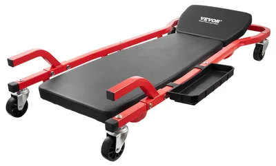 Produktbild von VEVOR Mechaniker Garage Creeper, 1118 mm, 136,1 kg Tragfähigkeit Automobil Roll-Creeper mit 6 Rollen, verstellbarem gepolstertem Kopfstütze, Werkzeugablage, robuster Stahlrahmen für Garagen, Werkstätten und DIY, 44 Zoll