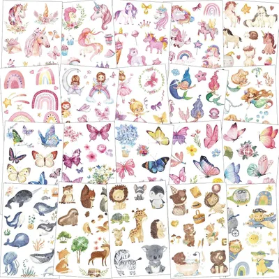 Obrázok produktu pre Detské trblietavé tetovanie | 200+ vzorov | Unicorn Butterfly | Skin Friendly