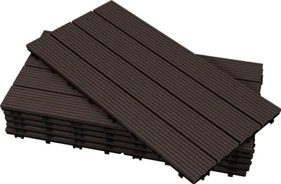 Produktbild von TolleTour WPC 6x Holzfliesen Terrassenfliesen á 60 x 30 x 2.2 cm, Dunkelbraun, 1m² WPC Klickfliesen, Balkonfliesen wetterfest