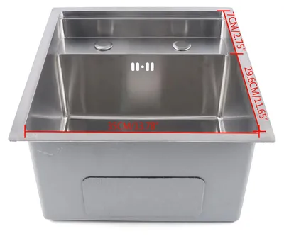 Obrázek produktu pro Nerezové dřez 304 – Vestavěný dřez, jedno komora – S baterií – S víkem – Montáž do pracovní desky/vestavba – 43x39x23 cm – Vhodné pro obytné vozy, garáže, prádelny – Stříbrná barva