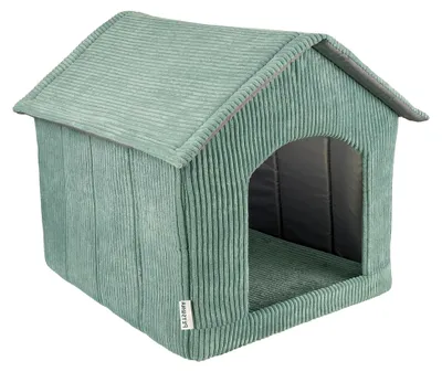 Produktbild von Hundehütte aus Rippenstrickstoff mit waschbarem Bezug und Reißverschlussdach, Grün, XXL