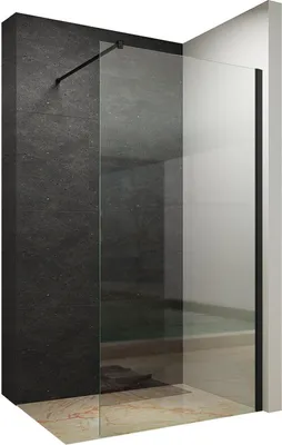 Produktbild von Walkin Dusche Duschabtrennung schwarz 90x200 cm Begehbare Duschwand Glas bodengleich Glasduschwand Glastrennwand barrierefrei Sicherheitsglas 10 mm Lotus-Effekt NANO Beschichtung