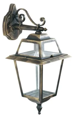 Zdjęcie produktu dla New Orleans - Zewnętrzna lampa ścienna rustykalna wisząca czarno-złota przezroczyste szkło IP44