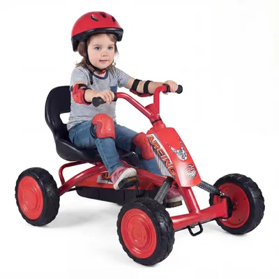 Obrázek produktu pro KOMFOTTEU Gokart pro děti, autíčko na pedálech s nastavitelným sedadlem a odolnými koly, dětské autíčko na pedálech, vhodné pro děti do 30 kg, ideální pro děti ve věku 3-8 let