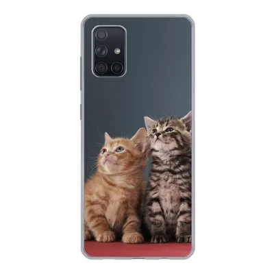 Produktbild von MuchoWow® Handyhülle Schutzhülle Hülle für Samsung Galaxy A51 Kätzchen - Blau - Rosa - Mädchen - Jungen - Kind Silikon Softcase Handy Hülle - Schutzabdeckung