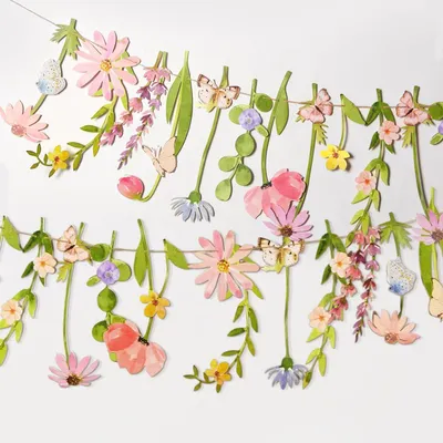 Produktbild von Blumen Girlande Wildblume Deko Banner Dunkelgrün