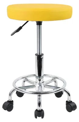 Bürohocker mit Rollen, drehbar, Kunstleder, höhenverstellbar, gelb