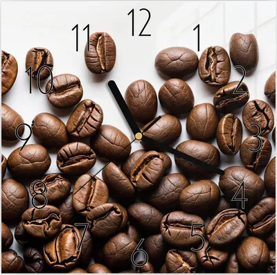 Produktbild von Wanduhr aus Glas mit Motiv Kaffeebohnen- 30 x 30 cm - inkl. Aufhängesystem