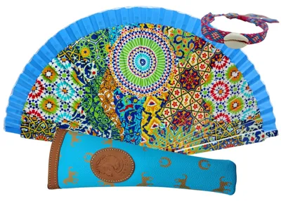Image de Ventilateur pliable avec protection fabriquée à la main et porte-clés