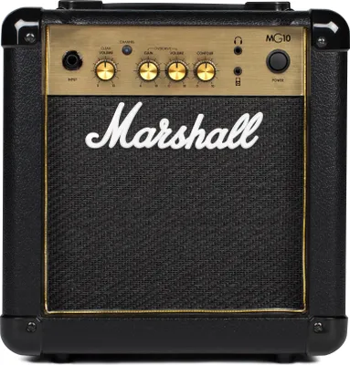 A front view of a Marshall MG10G guitar amplifier.