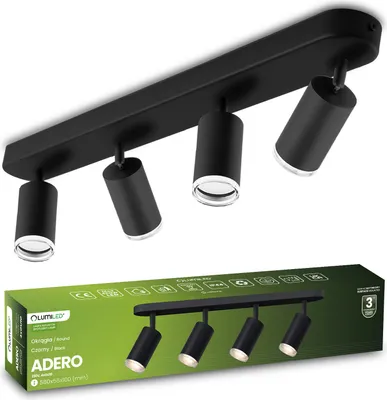 Image de LED Spot plafonnier 4x GU10 IP44 ADERO Noir Lumiled