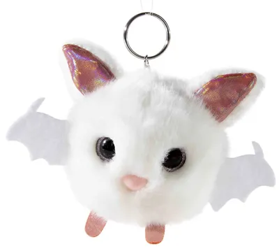 Produktbild von Schlüsselanhänger Kuscheltier Fledermaus weiß/pink 9 cm Halloween