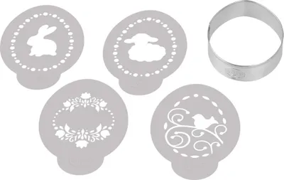 Immagine prodotto di Tagliauova Dr. Oetker incl. 4 stampini decorativi della serie "Golden Easter", stampo per biscotti e biscotti (colore: argento, bianco), quantità: 1 x set da 5