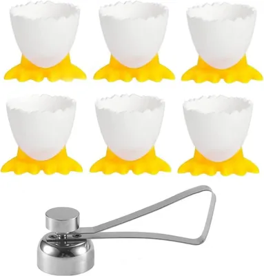 Eierdopjes Set 7-teilig mit Eieröffner und Eierbechern