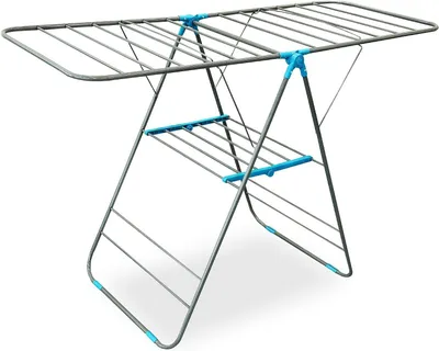 Zdjęcie produktu dla Suszarka do ubrań - stojąca - szara - duża pojemność - 145 cm
