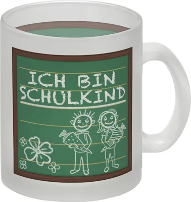 Produktbild von Ich bin Schulkind Glas Tasse für die Einschulung im Tafellook